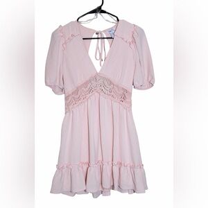 Pink Lace Trim Dress